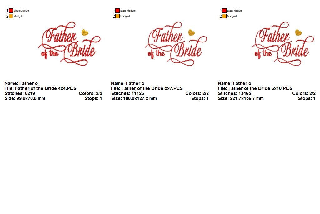 Elegant Father of the Bride - Satin Stitch - Machine Embroidery Design