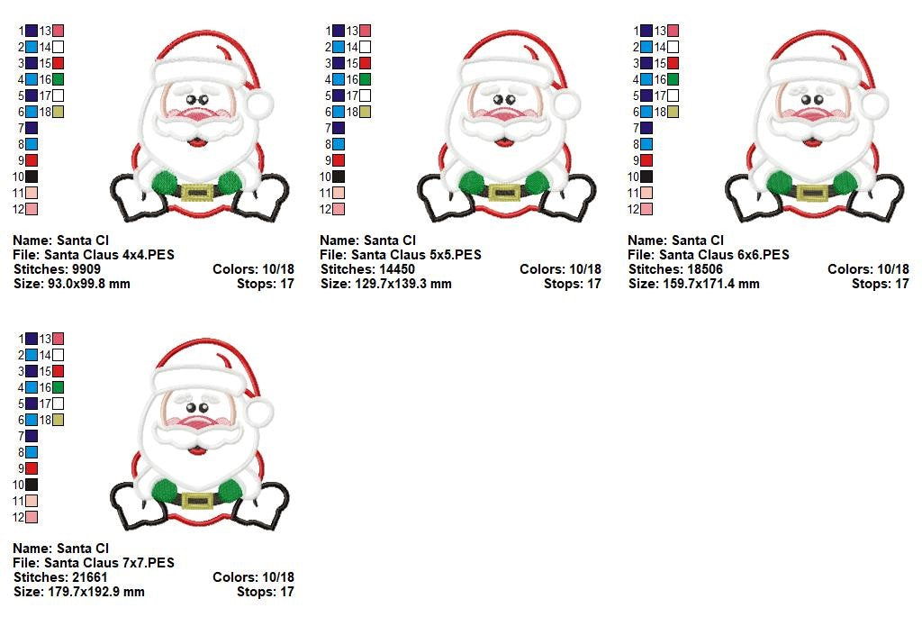 Jolly Santa Claus - Appliqué - Machine Embroidery Design