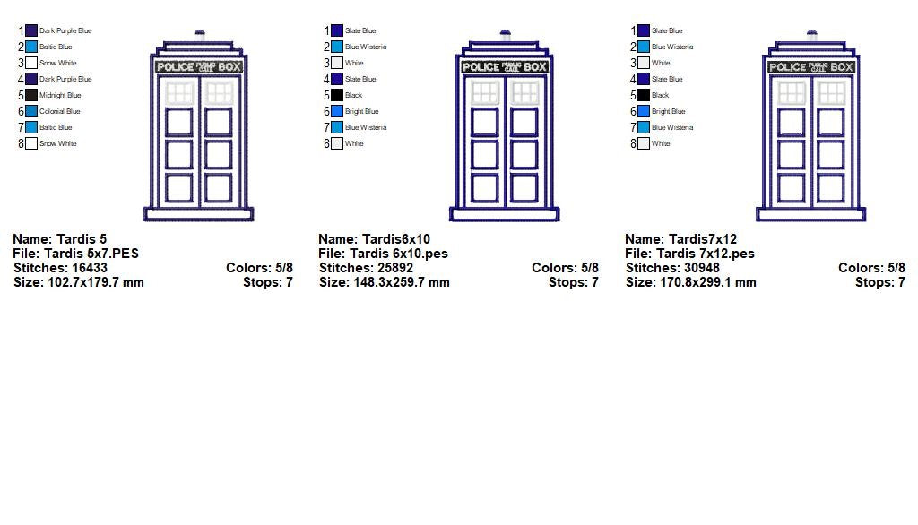 Time Traveler Police Box - Appliqué - Machine Embroidery Design