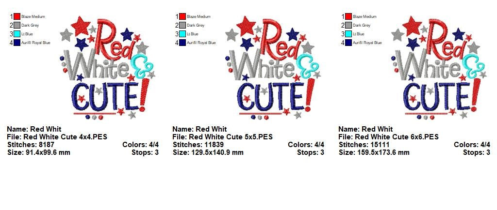 Red White & Cute – Satin Stitch – Machine Embroidery Design