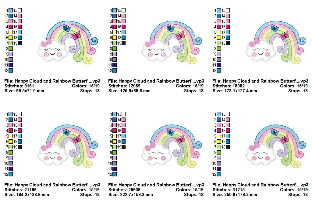 Dreamy Rainbow Cloud - Appliqué - Machine Embroidery Design