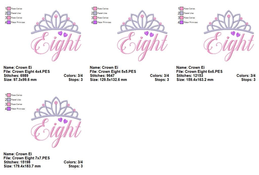Princess Birthday Eight - Satin Stitch - Machine Embroidery Design