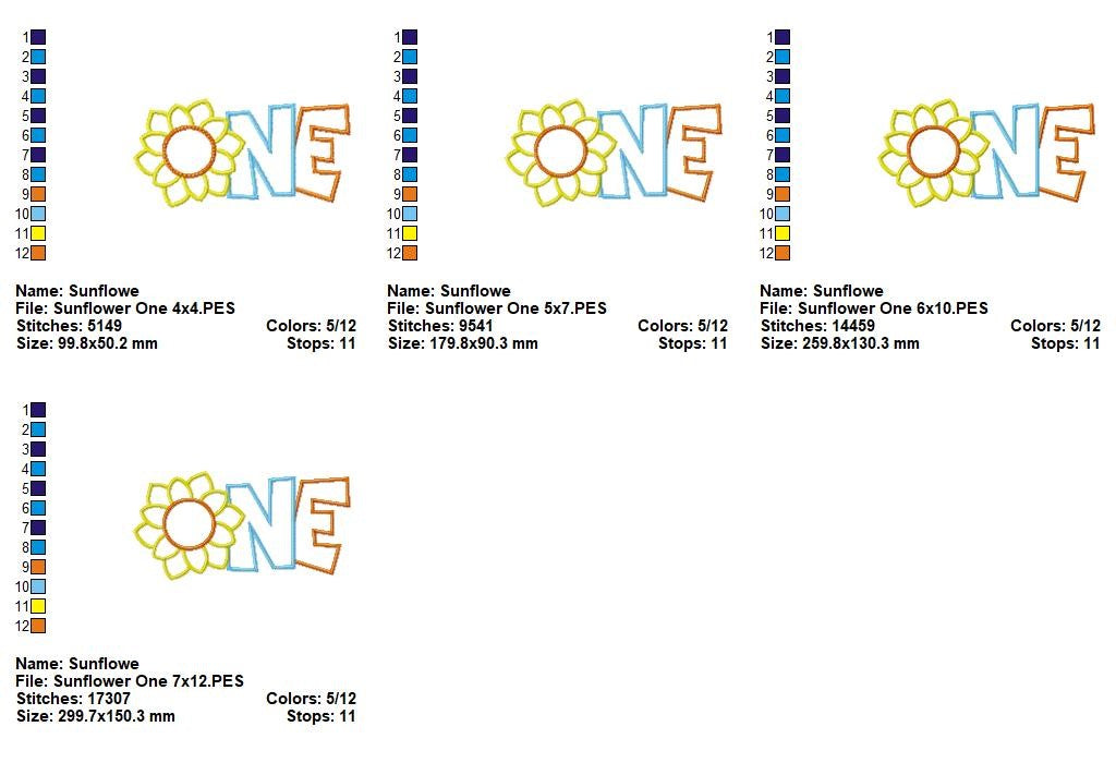 Sunflower First Birthday - Appliqué - Machine Embroidery Design