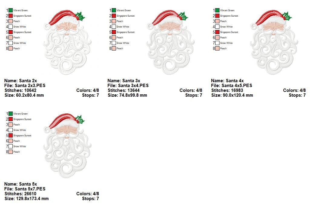 Santa Claus Face - Fill Stitch - Machine Embroidery Design