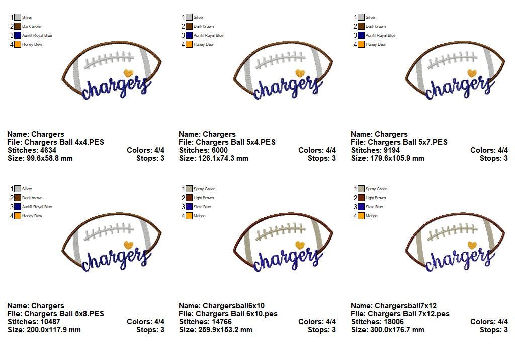 Chargers Football - Satin Stitch – Machine Embroidery Design