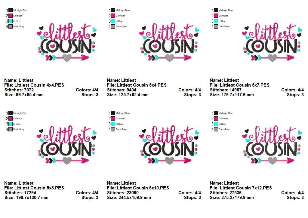 Littlest Cousin Quote – Fill Stitch – Machine Embroidery Design