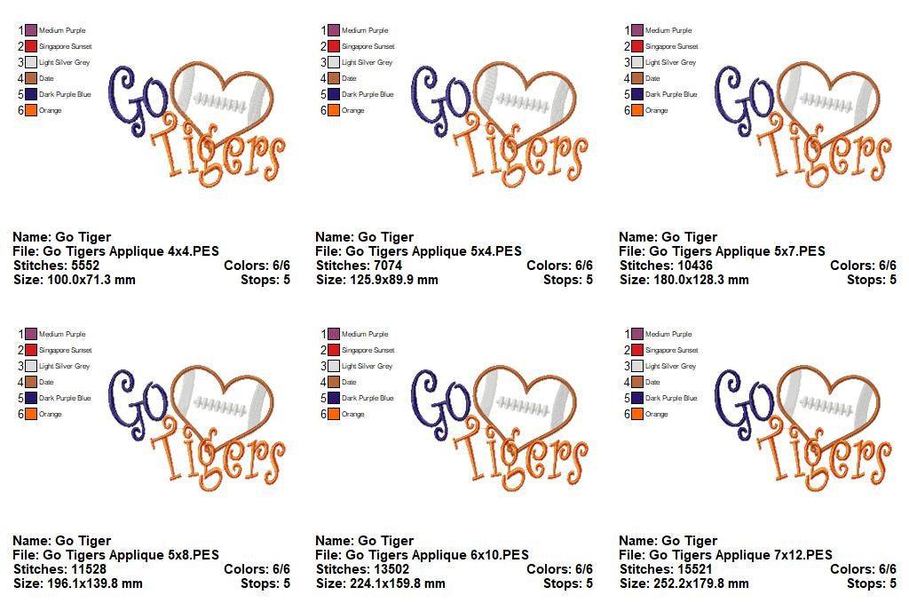 Go Tigers – Appliqué – Machine Embroidery Design