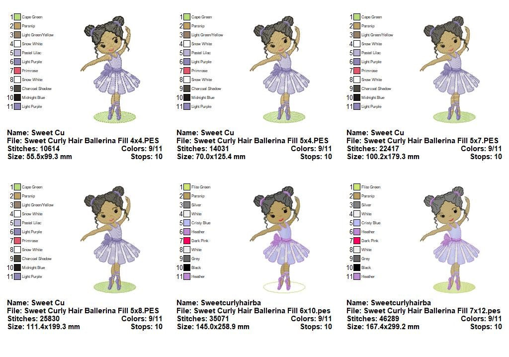 Little Ballerina Grace - Fill Stitch - Machine Embroidery Design