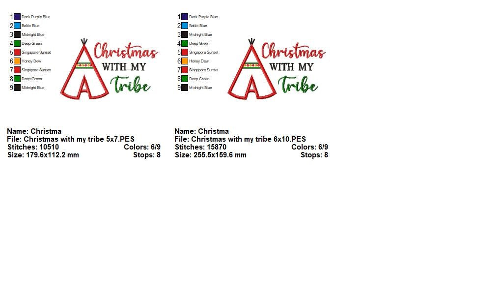 Christmas Tribe Teepee - Appliqué - Machine Embroidery Design