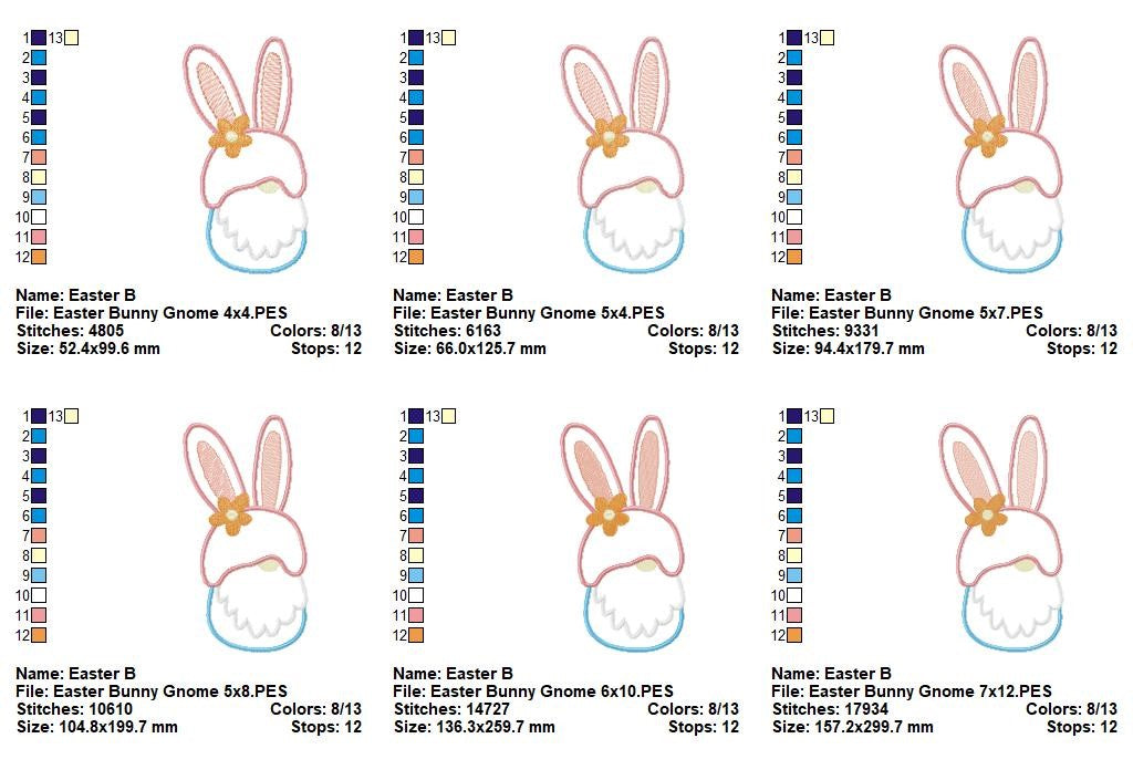 Easter Bunny Gnome - Applique - Machine Embroidery Design