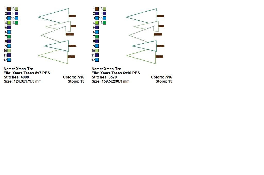Rustic Christmas Tree Row – Raggy Applique – Machine Embroidery Design