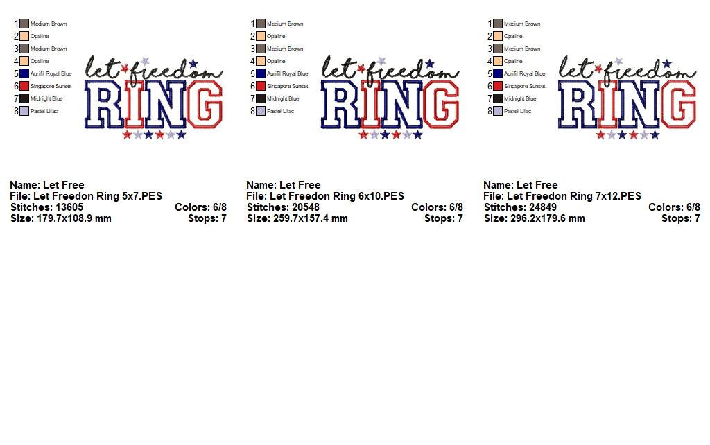 Let Freedom Ring – Applique – Machine Embroidery Design