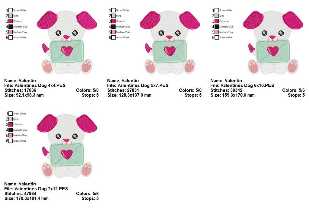 Love Letter Puppy - Fill Stitch – Machine Embroidery Design