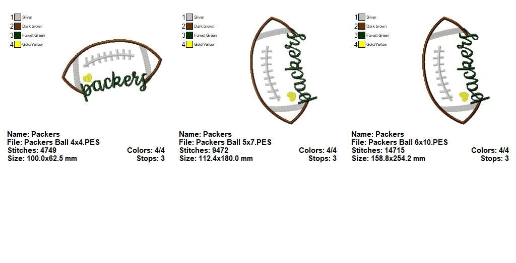 Go Packers Football – Satin Stitch – Machine Embroidery Design