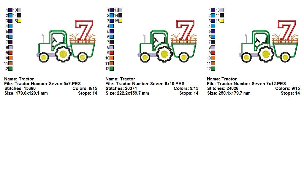 Tractor Number Seven - Appliqué - Machine Embroidery Design