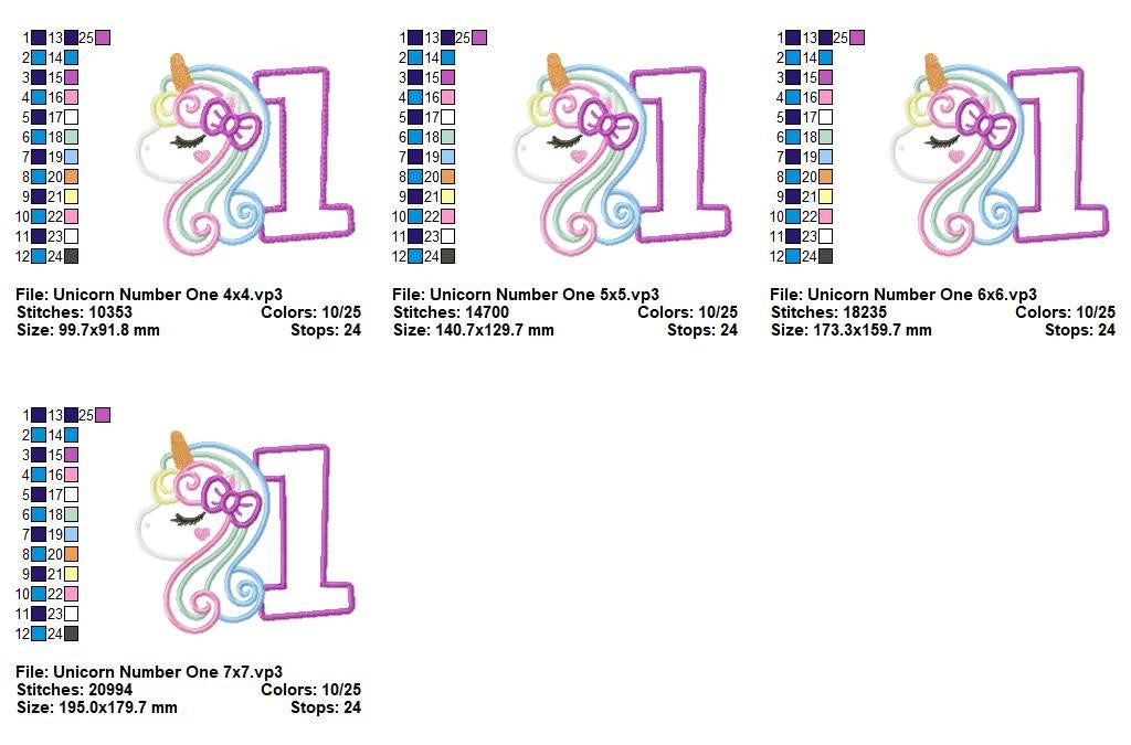 Dreamy Unicorn One - Applique - Machine Embroidery Design