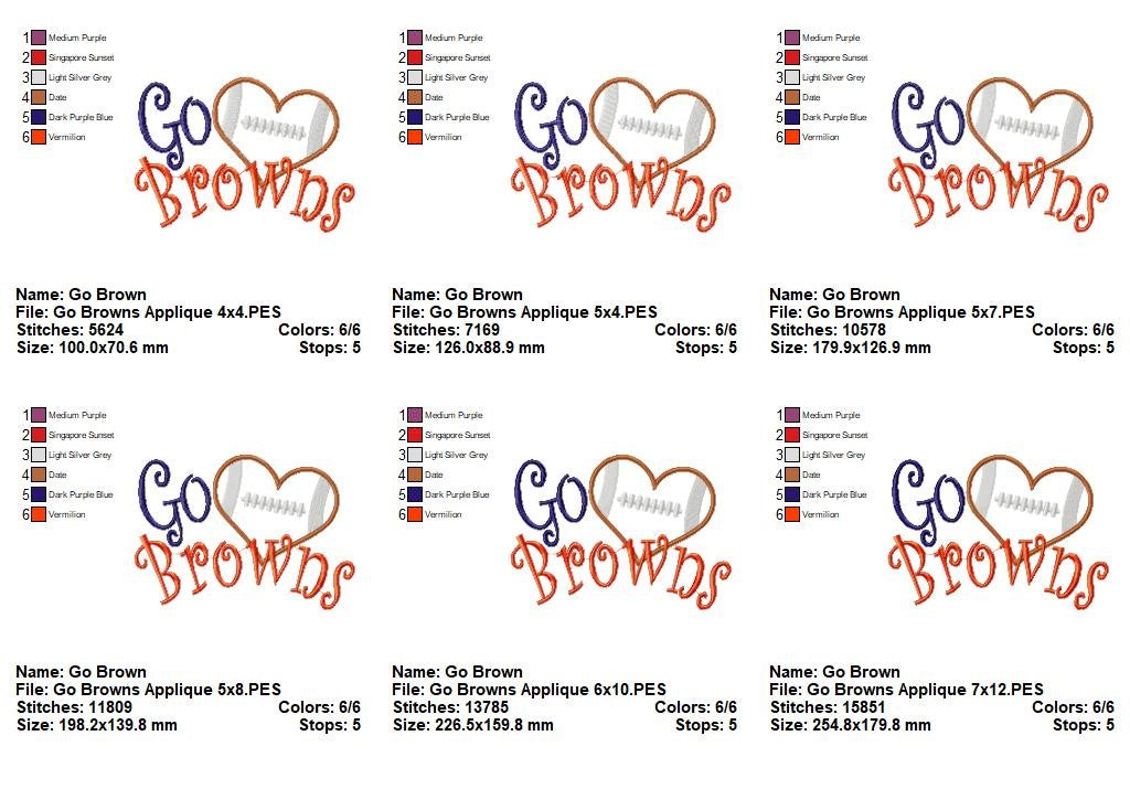 Go Browns – Appliqué – Machine Embroidery Design