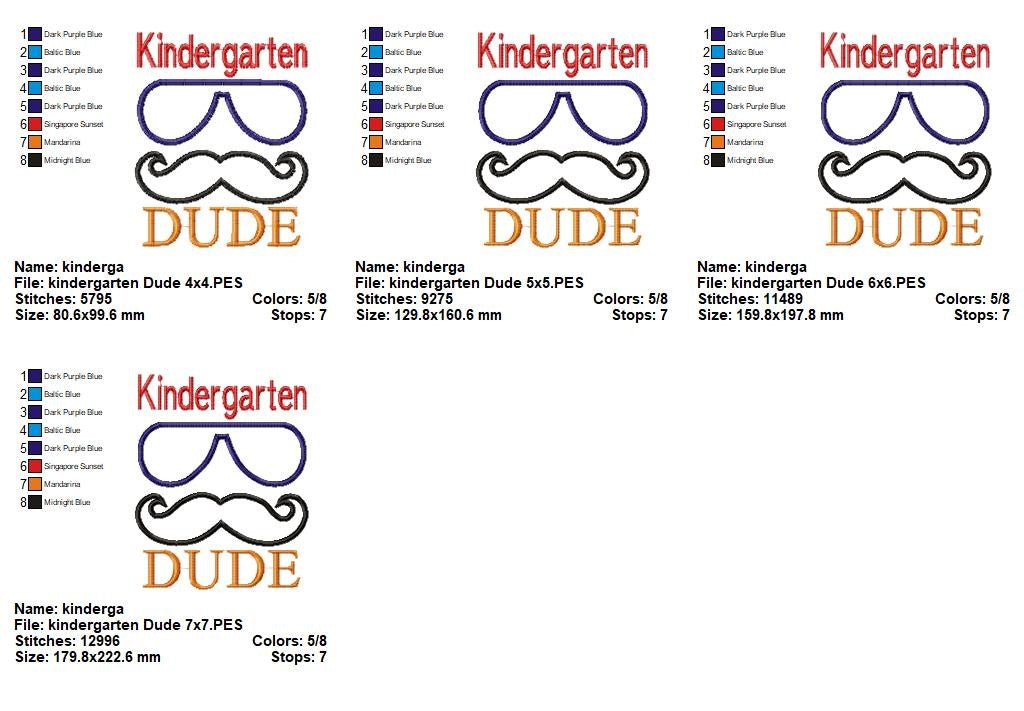 Kindergarten Dude - Appliqué - Machine Embroidery Design