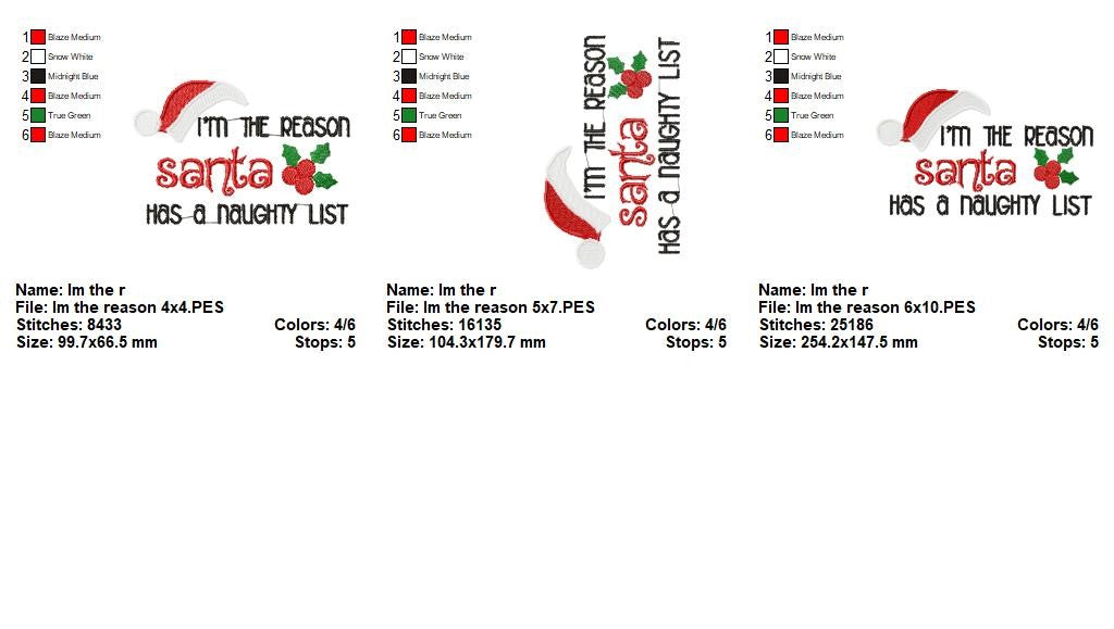 Santa’s Naughty List - Fill Stitch - Machine Embroidery Design