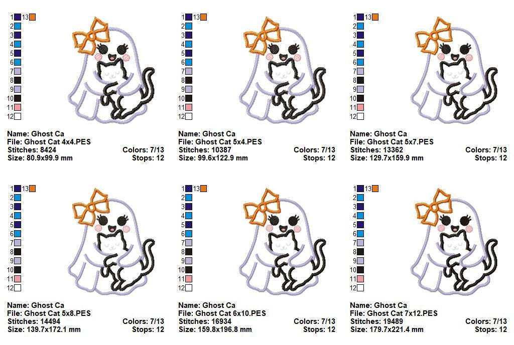 ๐ Ghost with Cat - Applique - Machine Embroidery Design ๐ป๐
