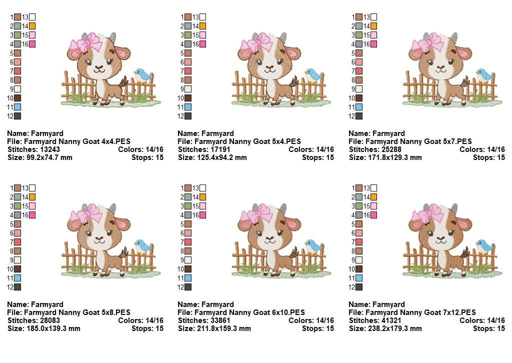 Farm Nanny Goat Cutie – Fill Stitch – Machine Embroidery Design