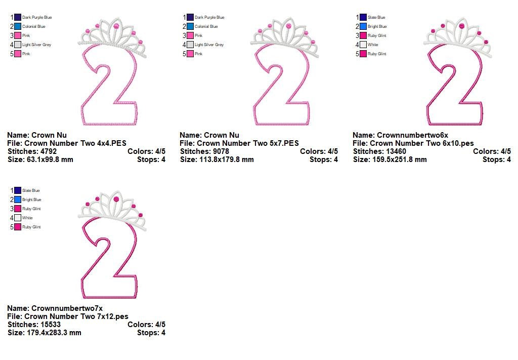 Princess Crown Number Two - Appliqué - Machine Embroidery Design