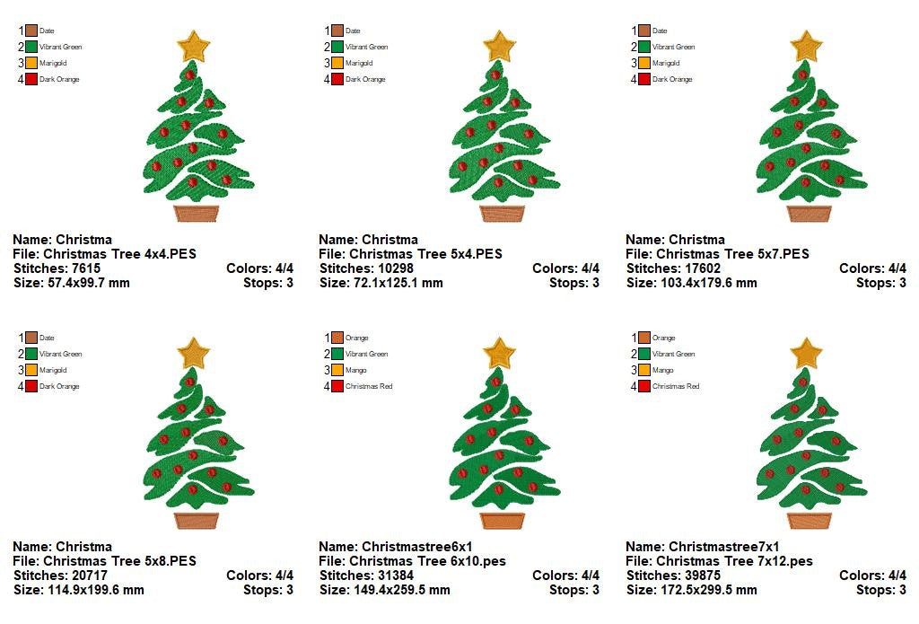Whimsical Christmas Tree - Fill Stitch - Machine Embroidery Design