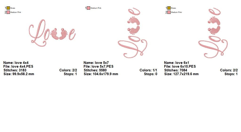 Love Baby Feet – Fill Stitch – Machine Embroidery Design