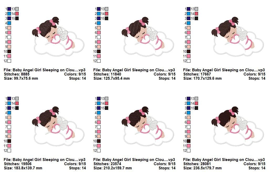 Sleeping Angel Girl - Appliqué - Machine Embroidery Design