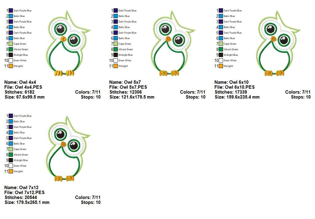 Sweet Forest Owl Applique – Appliqué - Machine Embroidery Design