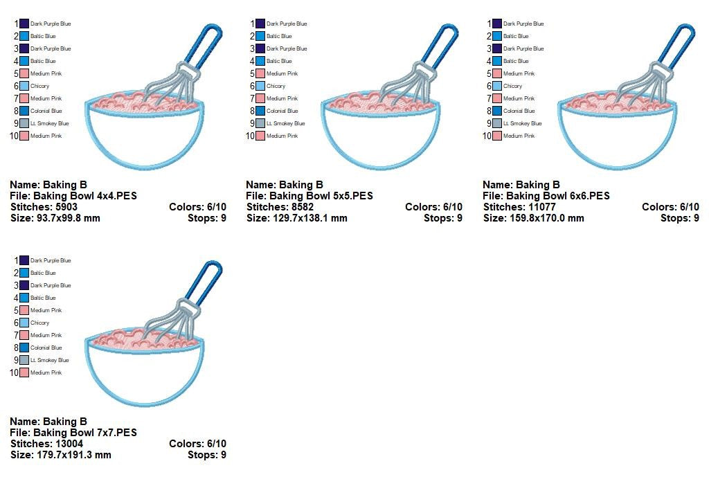 Sweet Baking Bowl - Appliqué - Machine Embroidery Design