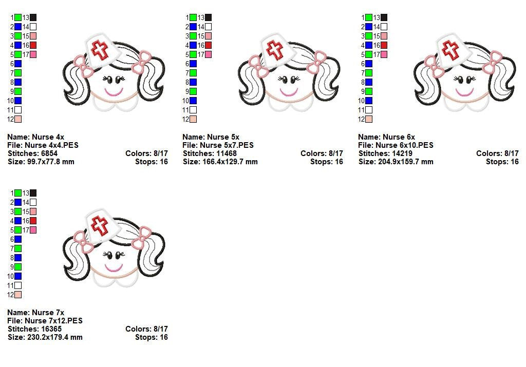 Sweet Nurse Girl - Appliqué – Machine Embroidery Design