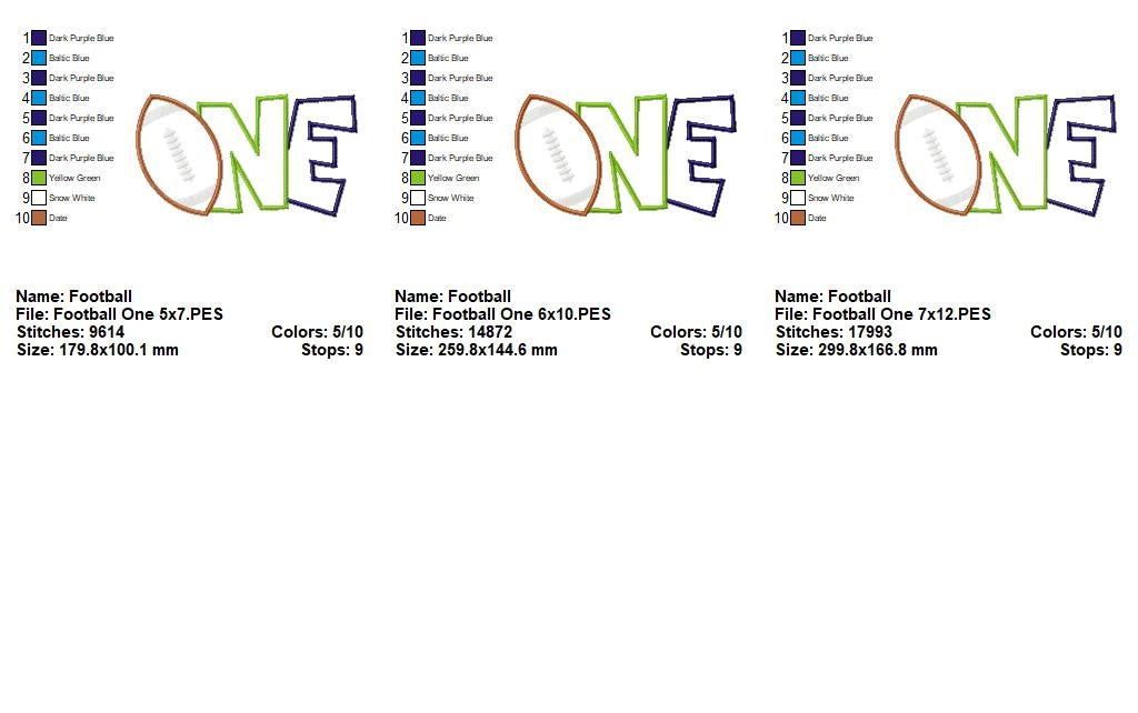 Football One - Appliqué – Machine Embroidery Design