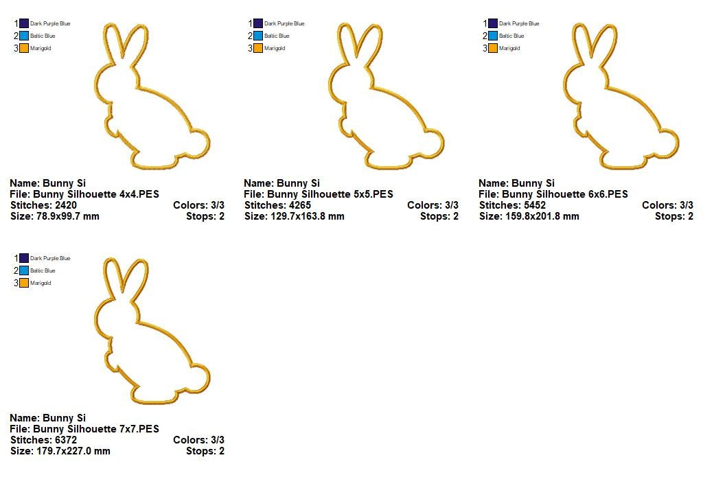 Bunny Silhouette – Appliqué – Machine Embroidery Design