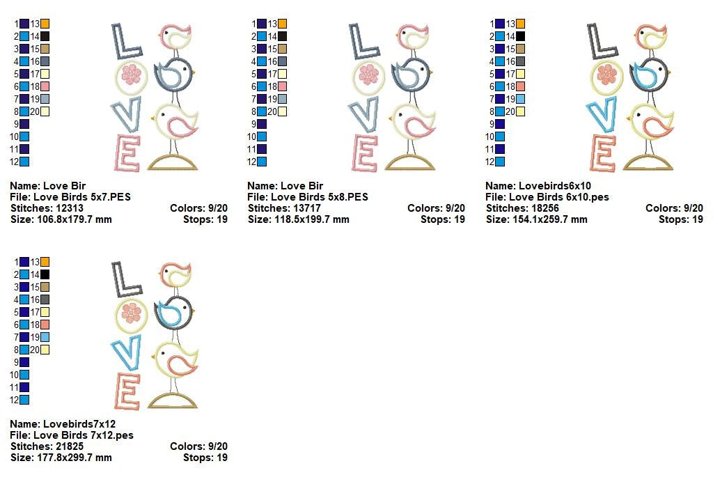 Love Birds Appliqué – Machine Embroidery Design
