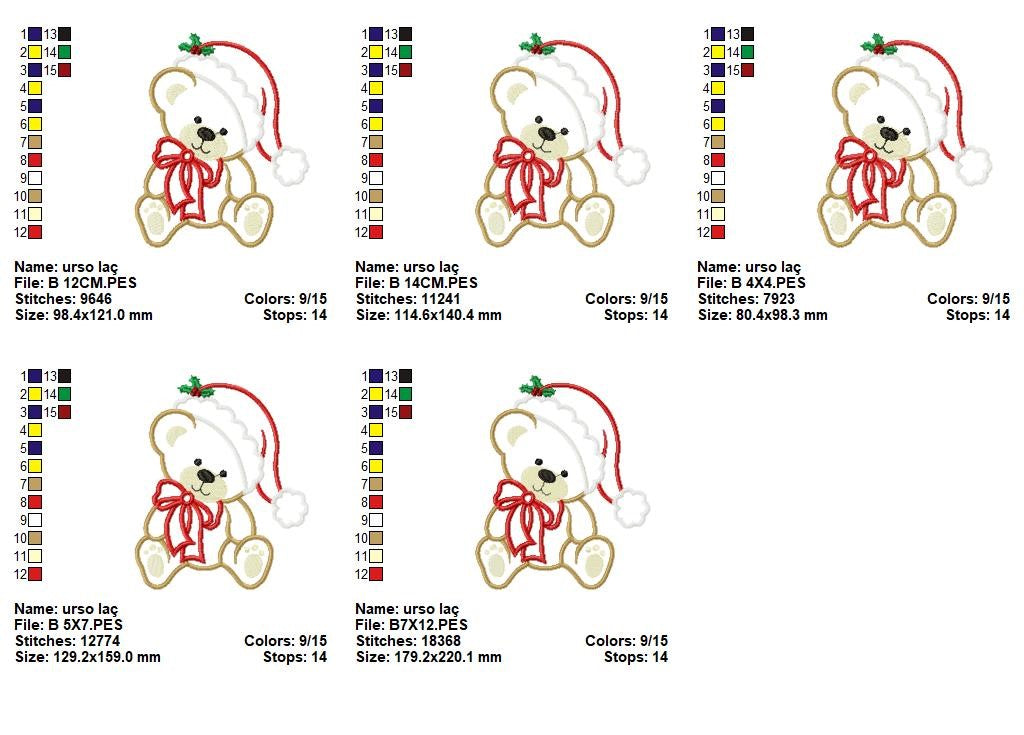 Christmas Teddy Bear - Appliqué – Machine Embroidery Design