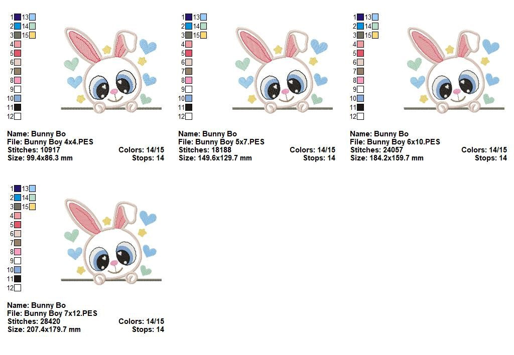 Sweet Peeking Bunny - Applique - Machine Embroidery Design