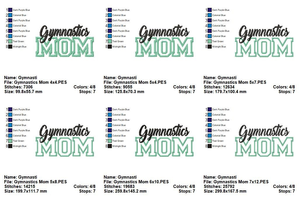 Proud Gymnastics Mom - Appliqué - Machine Embroidery Design