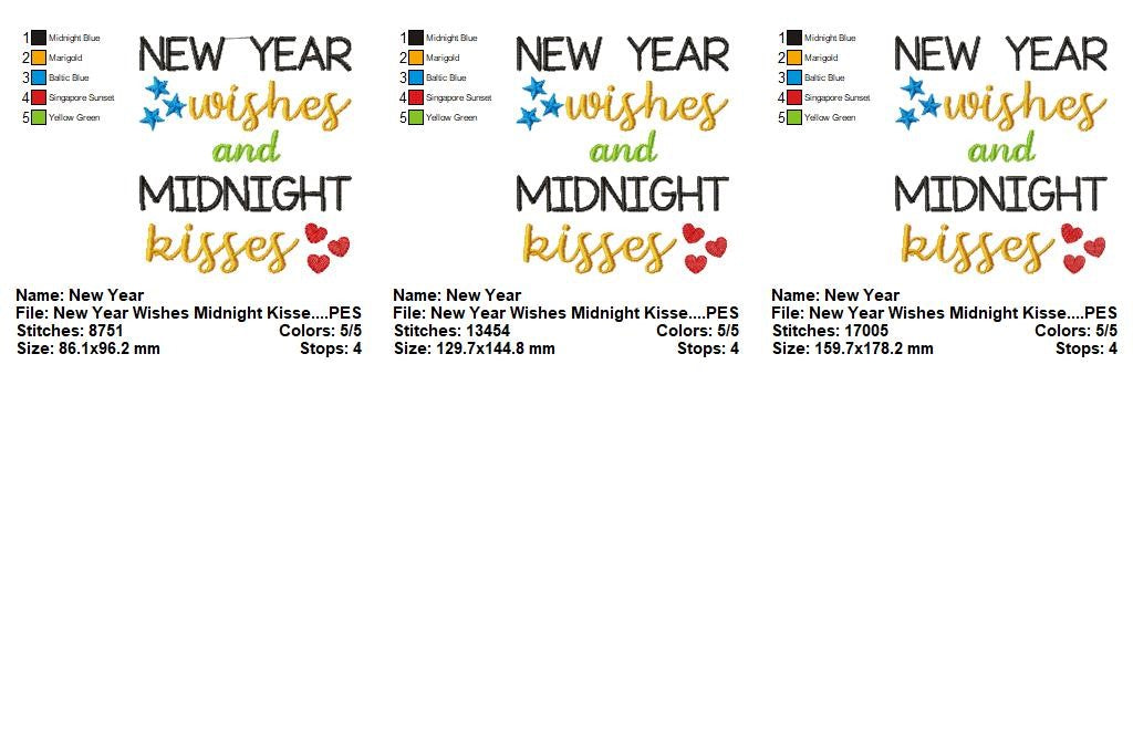 Midnight Kisses - Satin Stitch - Machine Embroidery Design
