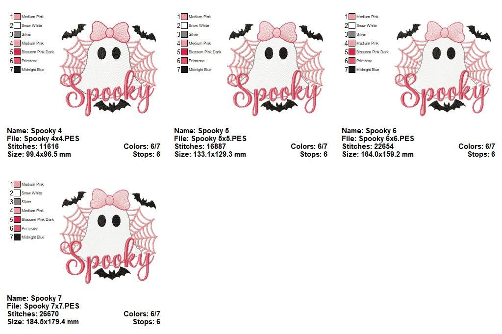 Cute Spooky Halloween Ghost – Rippled Stitch – Machine Embroidery Design
