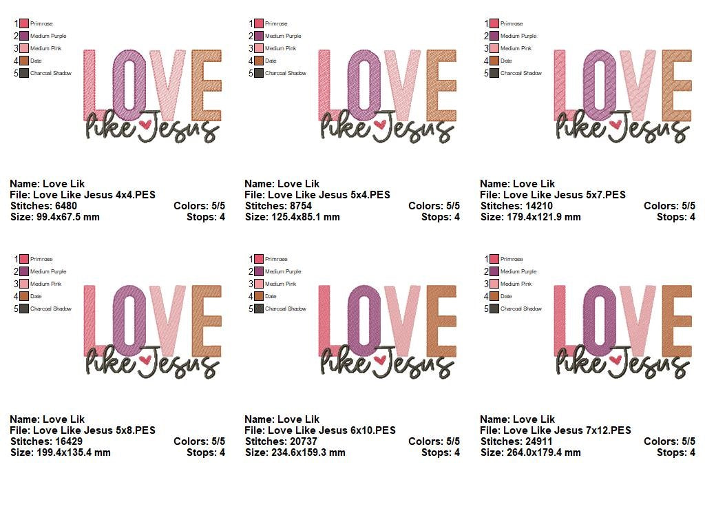 Love Like Jesus - Sketch Stitch - Machine Embroidery Design