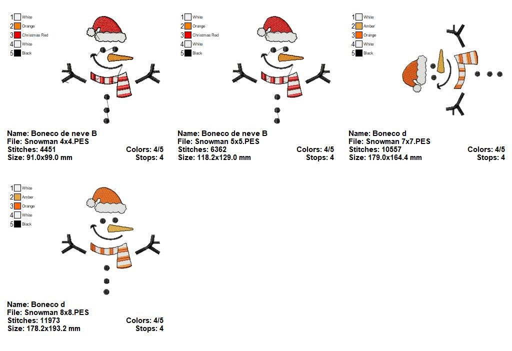 Cheerful Christmas Snowman - Fill Stitch – Machine Embroidery Design