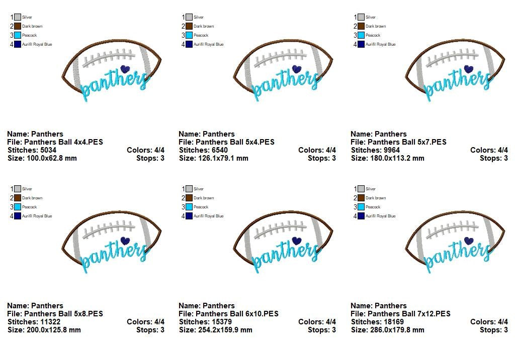 Panthers Football Script – Satin Stitch – Machine Embroidery Design