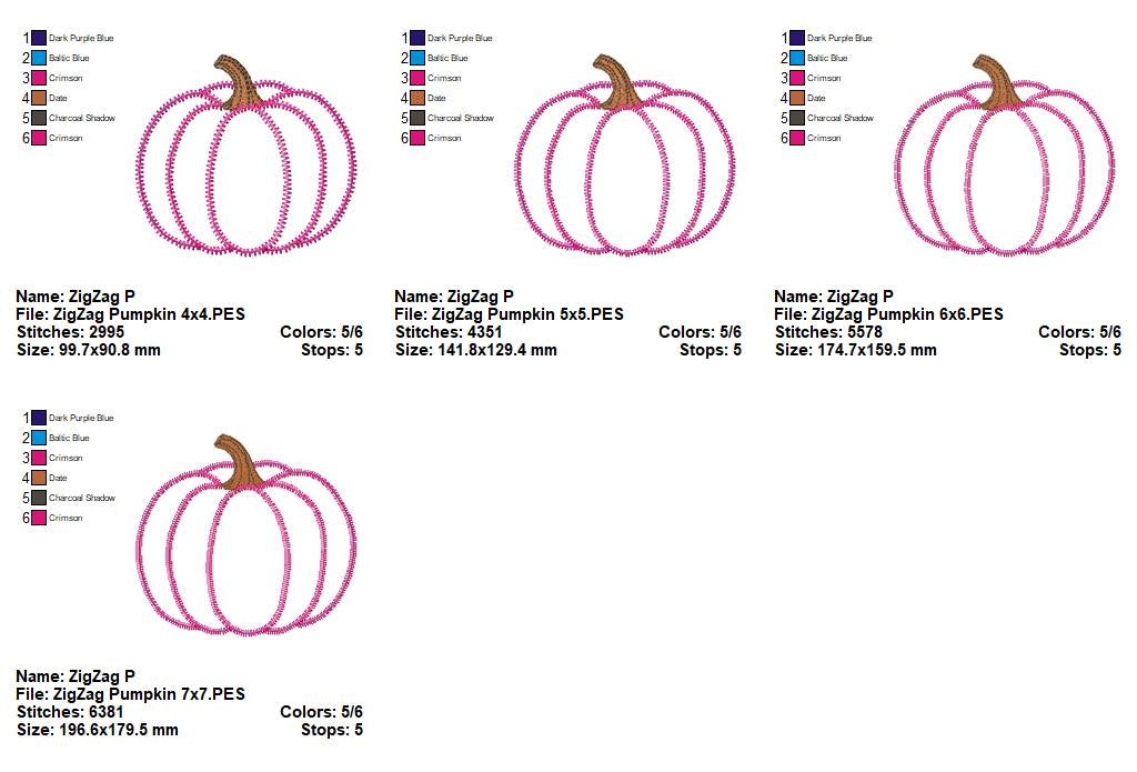 Pumpkin Applique Design - Zigzag Stitch - Machine Embroidery