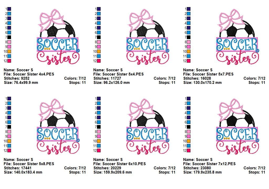 Soccer Sister Bow Ball – Appliqué – Machine Embroidery Design