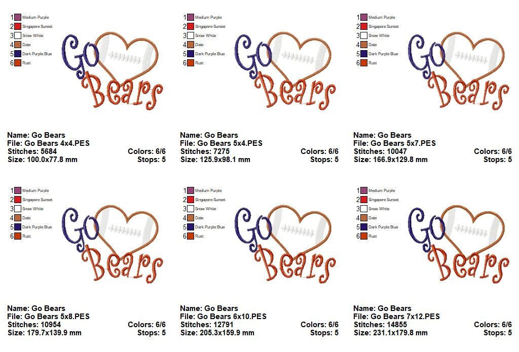 Go Bears – Appliqué – Machine Embroidery Design