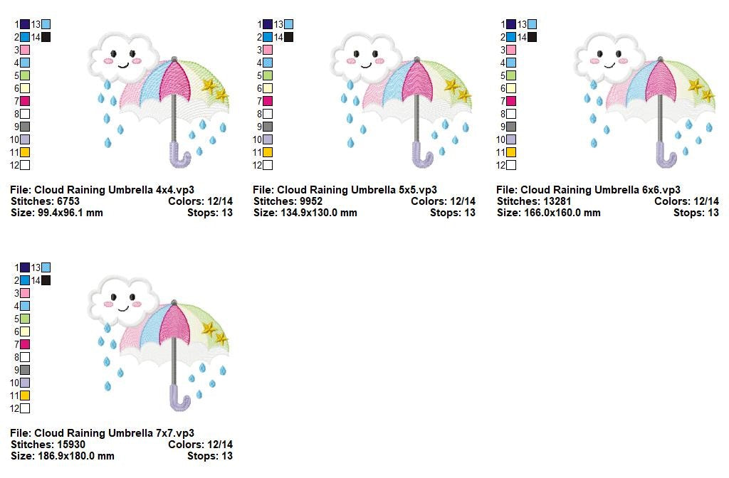 Rainy Day Friends - Appliqué - Machine Embroidery Design