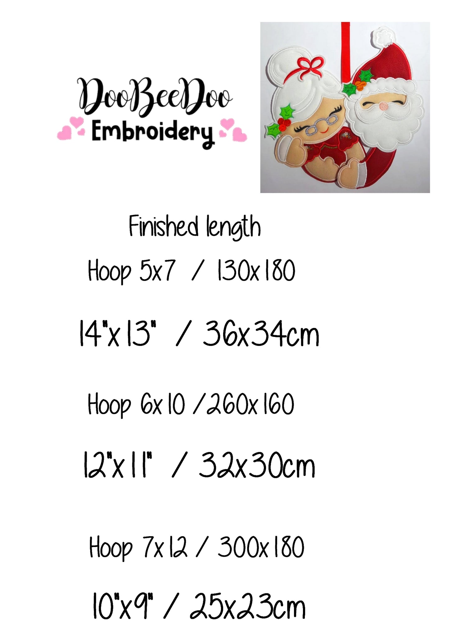 Mr. and Mrs. Claus Wreath - ITH Project - Machine Embroidery Design