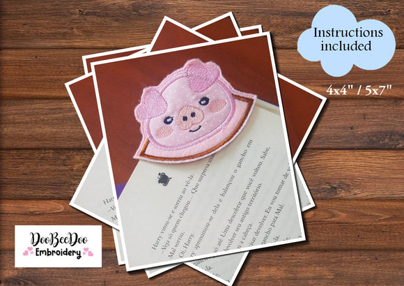 Cute Pig Bookmarker - ITH Project - Machine Embroidery Design
