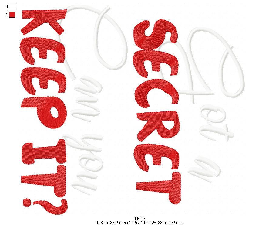 Got a Secret Can You Keep It - Geek - 3 Sizes - Fill Stitch - Machine Embroidery
